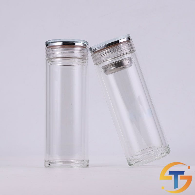 350ml/12oz Glass Water Bottle Double-Wall Glass Tumbler Custom Gift
