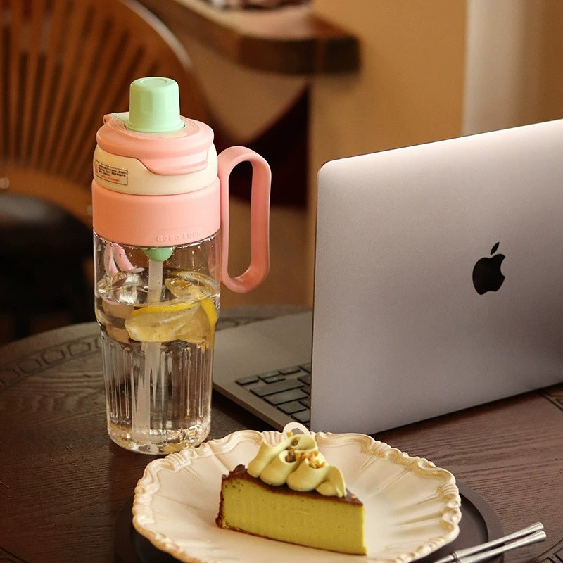 Eco-Friendly Plastic Water Bottle - Leak-Proof, Portable Reusable Sport Drink Container with Straw Lid &amp; Carabiner Clip