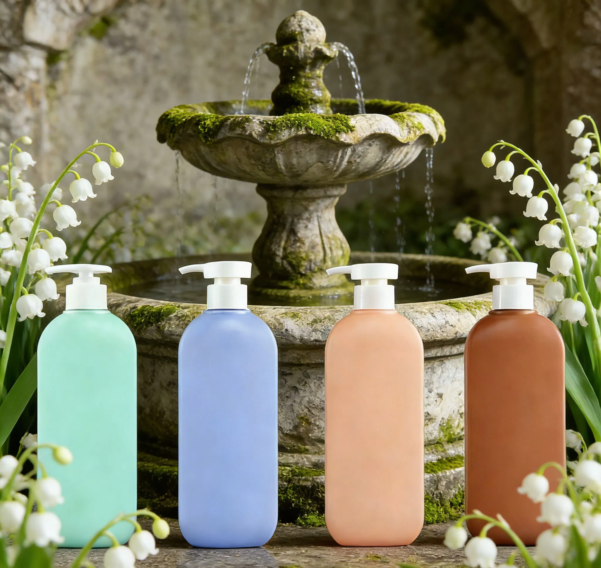 Round Packaging Pump Dispenser Bottles Reusable Refillable HDPE Plastic Bottle