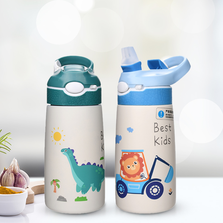 Oumego Kids Stainless Steel Tritan Stainless Steel Sports Drink Water Bottle Insulated Sublimation Blanks Kids with Flip Lid
