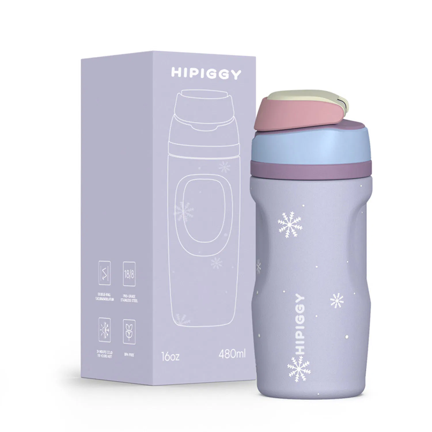 16oz Leak Proof Vacuum Flask Water Bottle Tumbler Stainless Steel Water Bottles