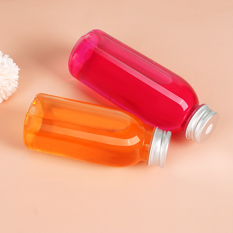 250ml 300ml Pet Transparent Round Shape Custom Printing Water Milk Tea Beverage Plastic Juice Bottle with Screw Cover