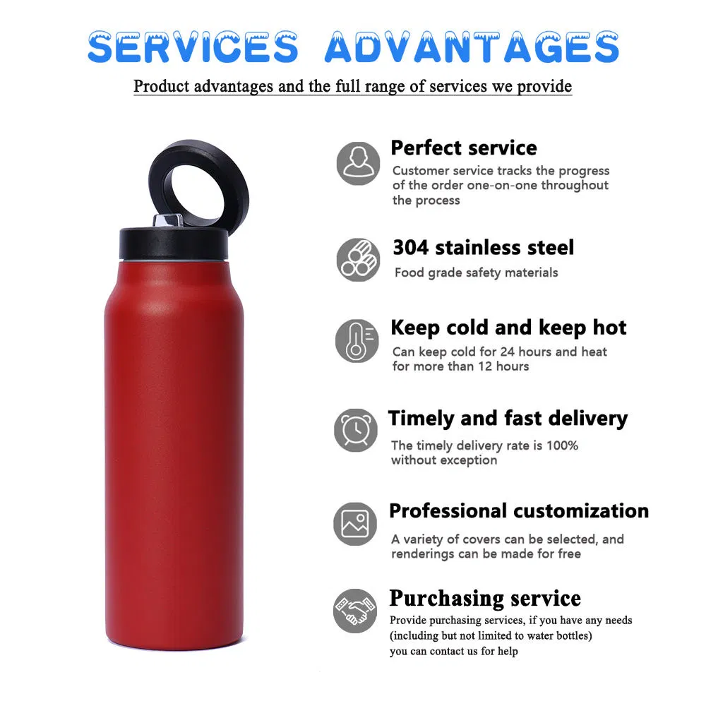 Custom Magsafe Water Bottle Double Wall Vacuum Flask Insulated Stainless Steel Magnetic Water Bottle with Magnetic Lid