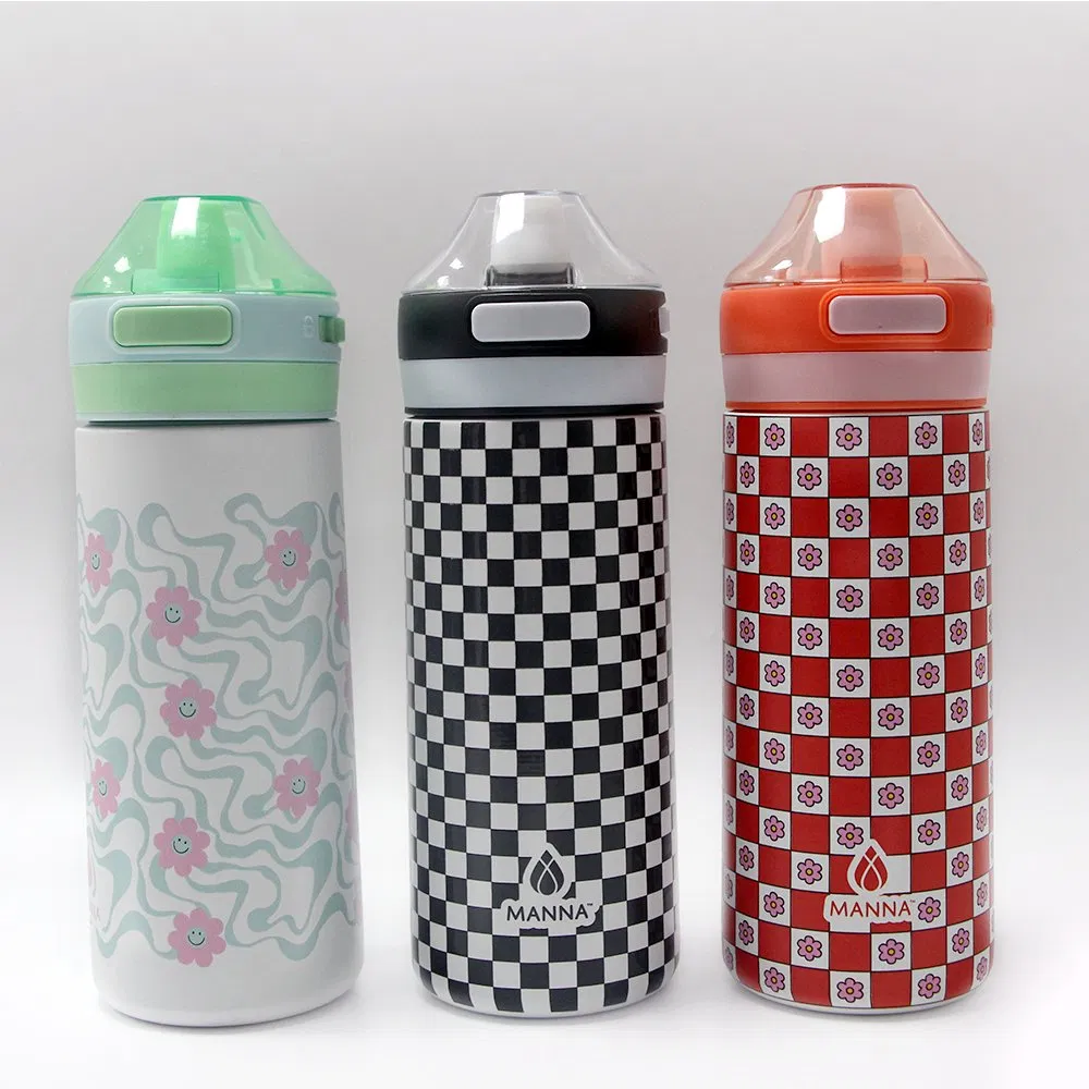 Cartoon Eco Friendly 12oz Water Bottles Sports Vacuum Insulation Cup Stainless Steel Kid Student Bottle Water with Handle