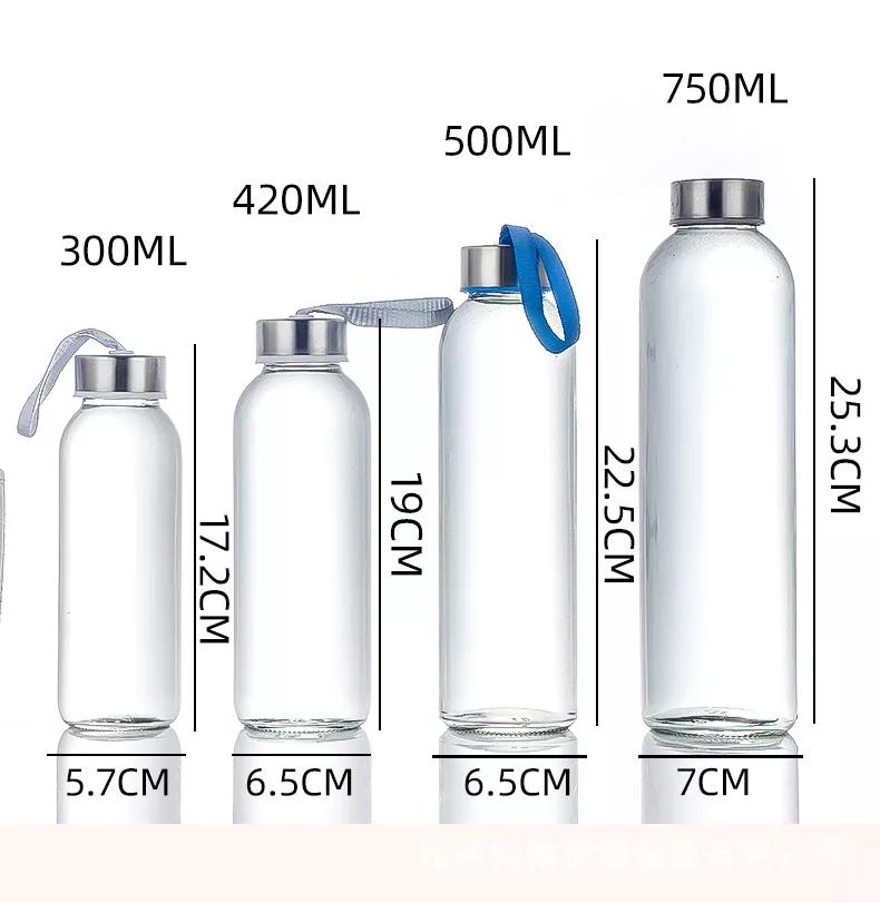 Manufacturer Reusable High Quality Glass Drinking Water Bottle Double Wall Glass Water Bottles