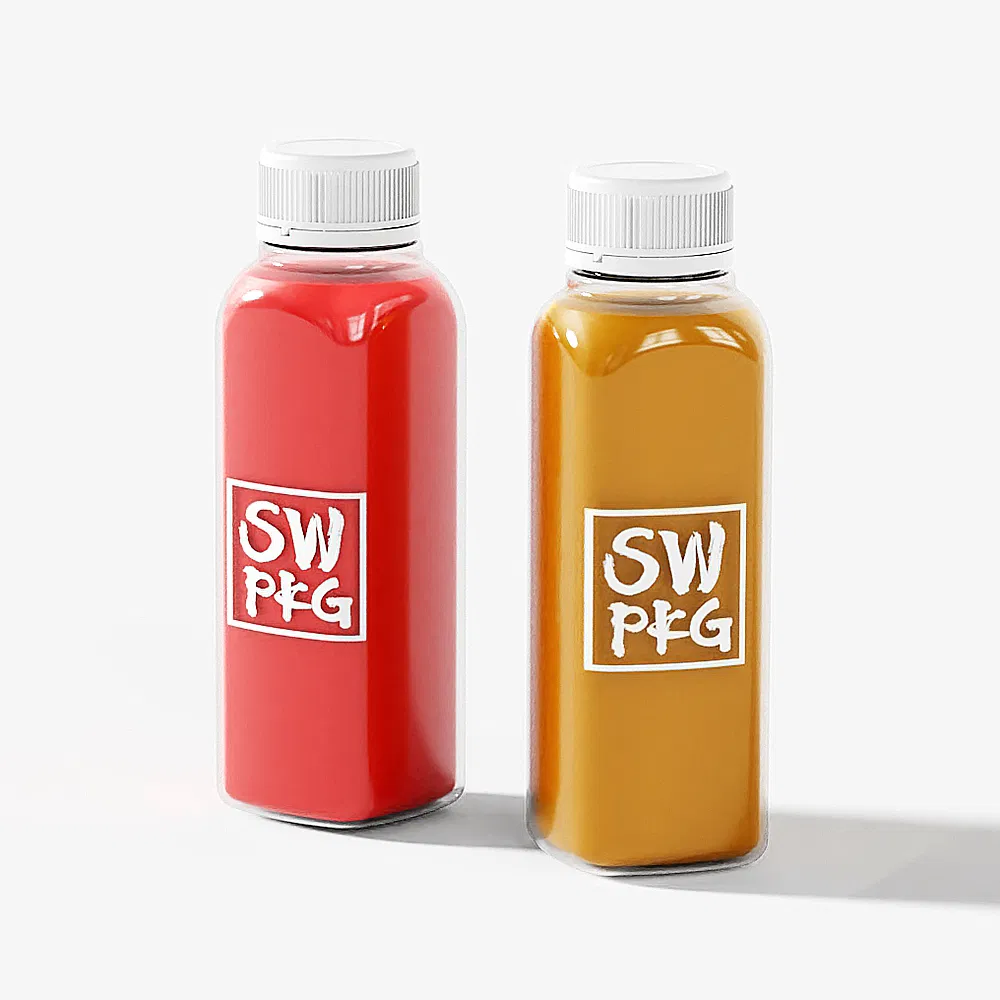 Factory Direct Beverage Packaging Hot Selling 12oz360ml Plastic Square Water Bottle Empty Pet Beverage Juice Bottle for Home Use