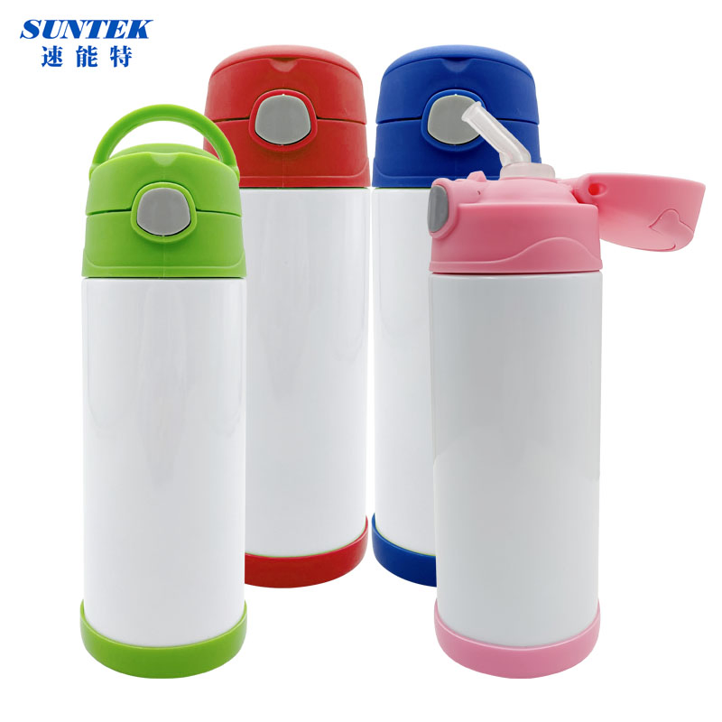 Fast Shipping 350ml 12oz Smart Sublimation Tumbler Kids Insulated Vacuum Water Bottle with Straw and Flip Lid