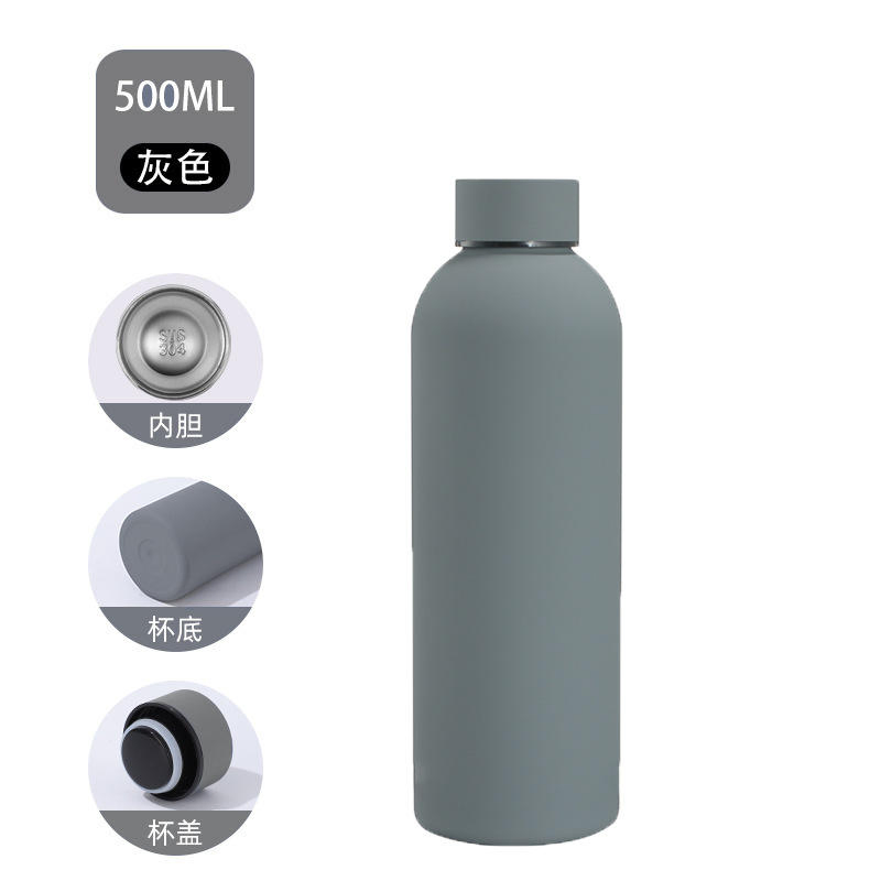 Outdoor Custom Logo 500ml Drink Bottle Stainless Steel Double Wall vacuum Flask Thermal Rubber Paint Matte Sports Water Bottle