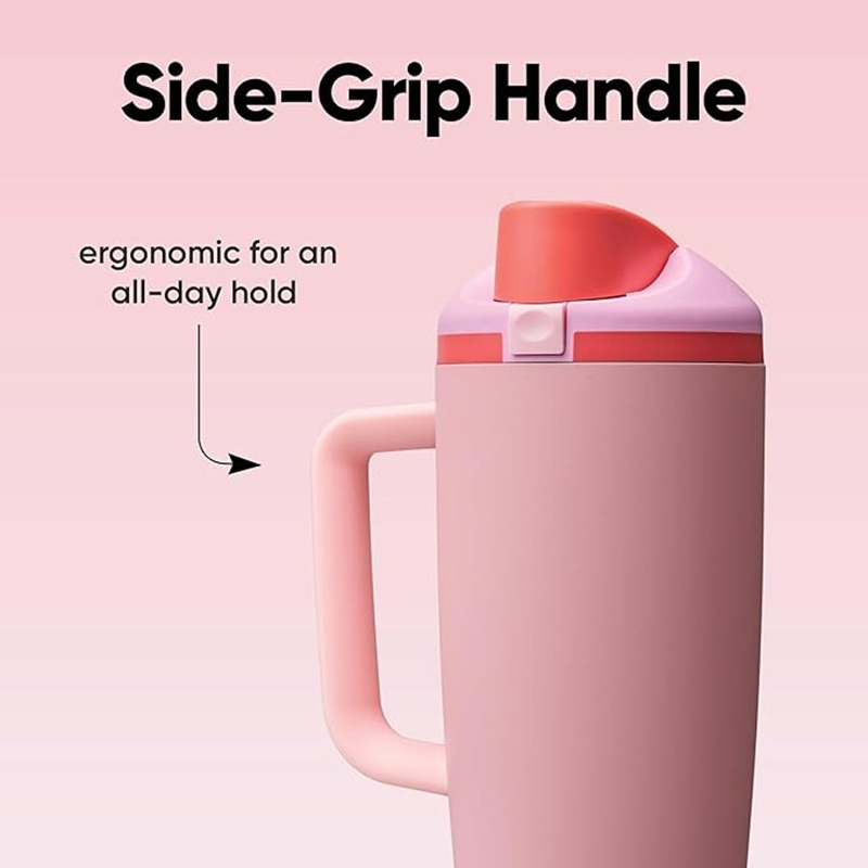 40oz Leak Spill Proof Bounce Lid Tumbler Portable Double Vacuum Flask Wall Stainless Steel Thermo Tumbler Cup Mug Water Bottle with Handle Flip Lid