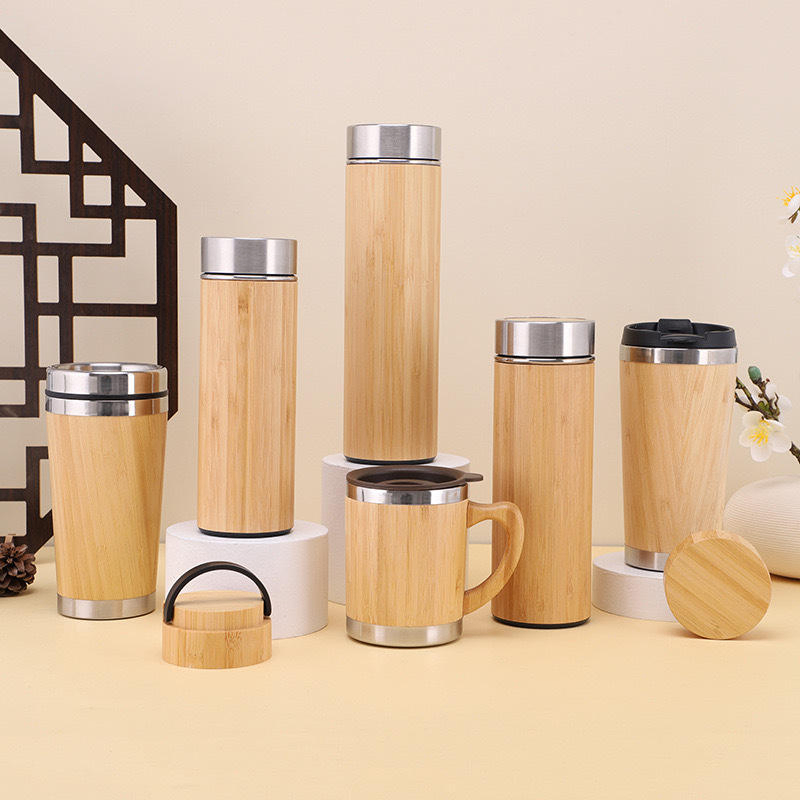 Wholesale Bamboo Eco-Friendly Outdoor Reusable Durable Stainless Steel Thermal Insulation Water Bottle