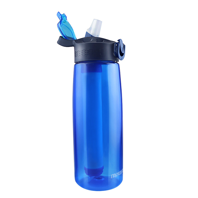 Portable Plastic Tritan BPA Free Sports Water Bottle with Water Filter Purifier Cartridge