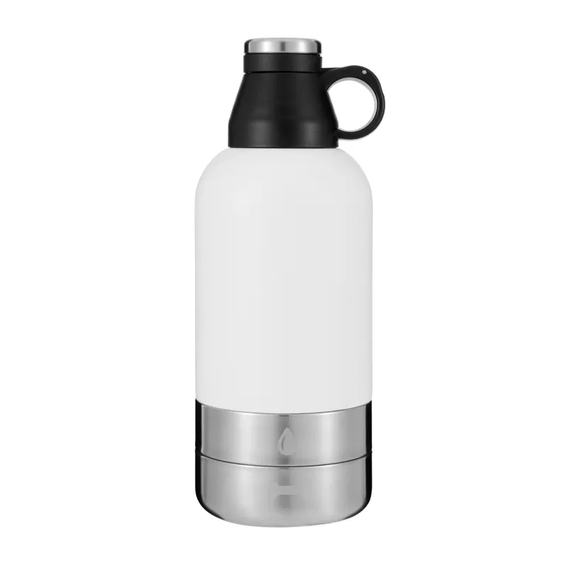 Factory Price Pet Supplier Custom Logo Insulated 32 Oz 64 Oz Travel Walking Portable 3 in 1 Stainless Steel Pet Dog Feeder Water Bottles