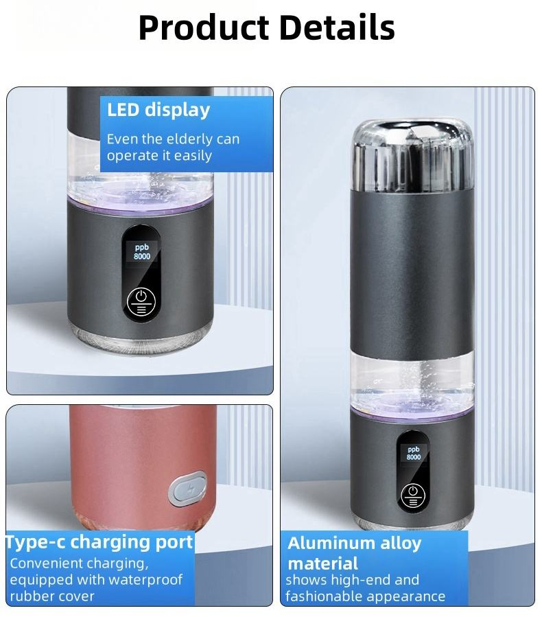 8000ppb Hydrogen Water Bottle Rechargeable Portable Suitable for Office, Travel 25oml