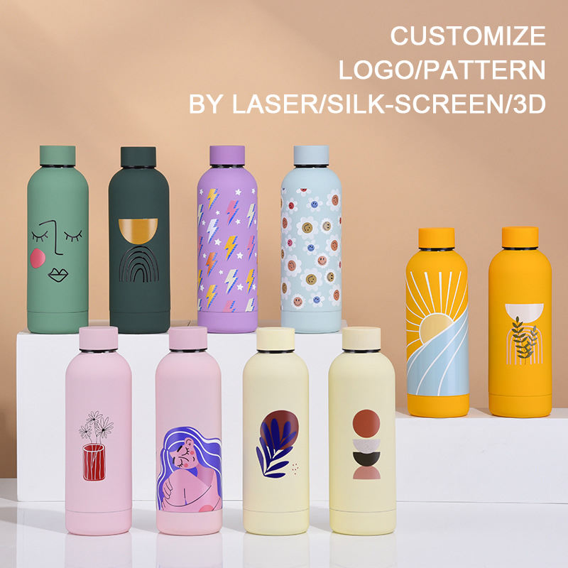 Custom Leak Proof Double Wall Insulated Drink Thermo Bottle 350ml 500ml Vacuum Flask Stainless Steel Metal Reusable Water Bottle