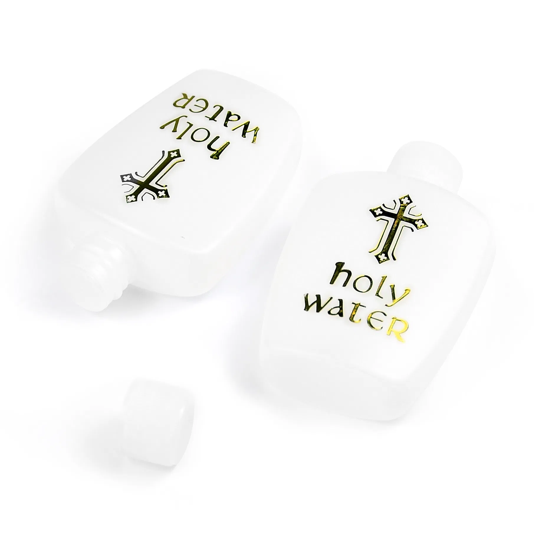 60ml Gold Cross Catholic Religious Flip Spout Lid Plastic Smart Holy Water Bottle
