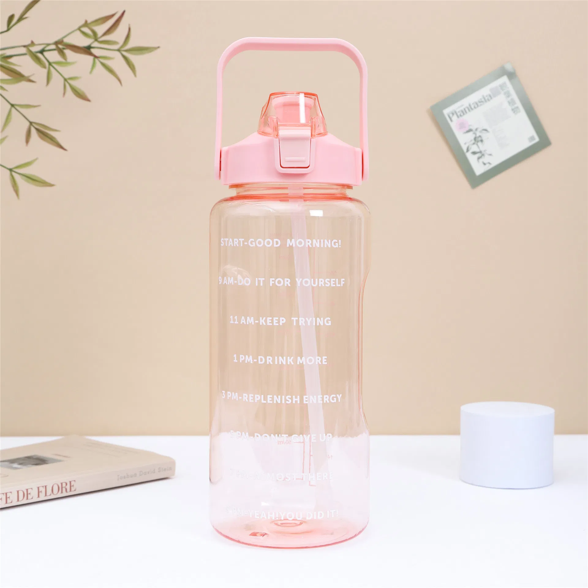2000ml Direct Drinking Plastic Wide Mouth Straw Water Bottle for Sport