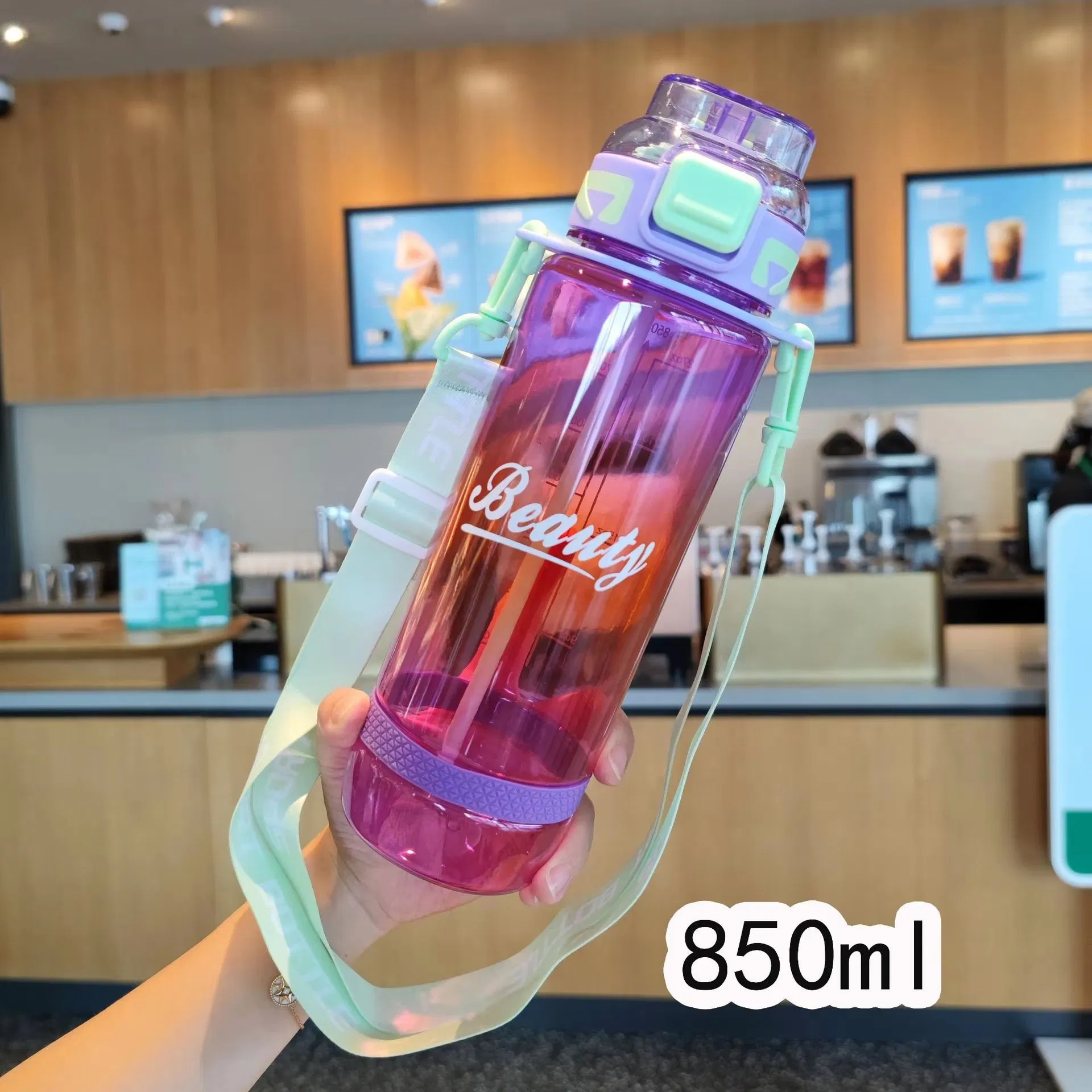 Seaygift Amazons Newest Sports Travel Portable Plastic Straw Tumbler Cups Mugs Clear Gradient Climbing Plastic Water Bottle