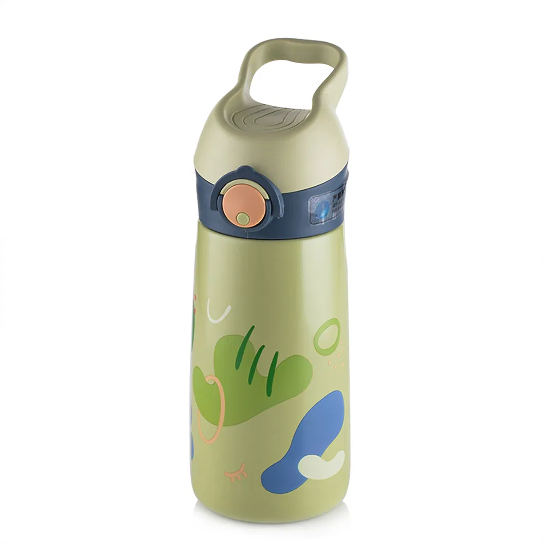 Insulated Stainless Steel Cup Cute Kids Straw Water Bottle Healthy Vacuum Flask