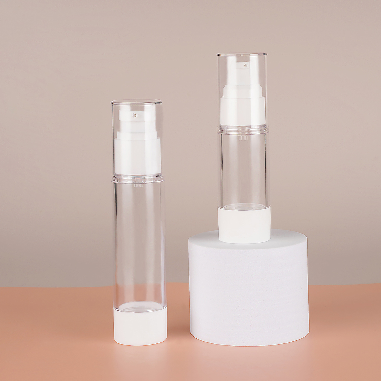 15ml 30ml 50ml Reusable Clear Pump Sprayer Circle Bottle Empty Round Plastic Acrylic Perfume Airless Lotion Vacuum Bottle for Cosmetic