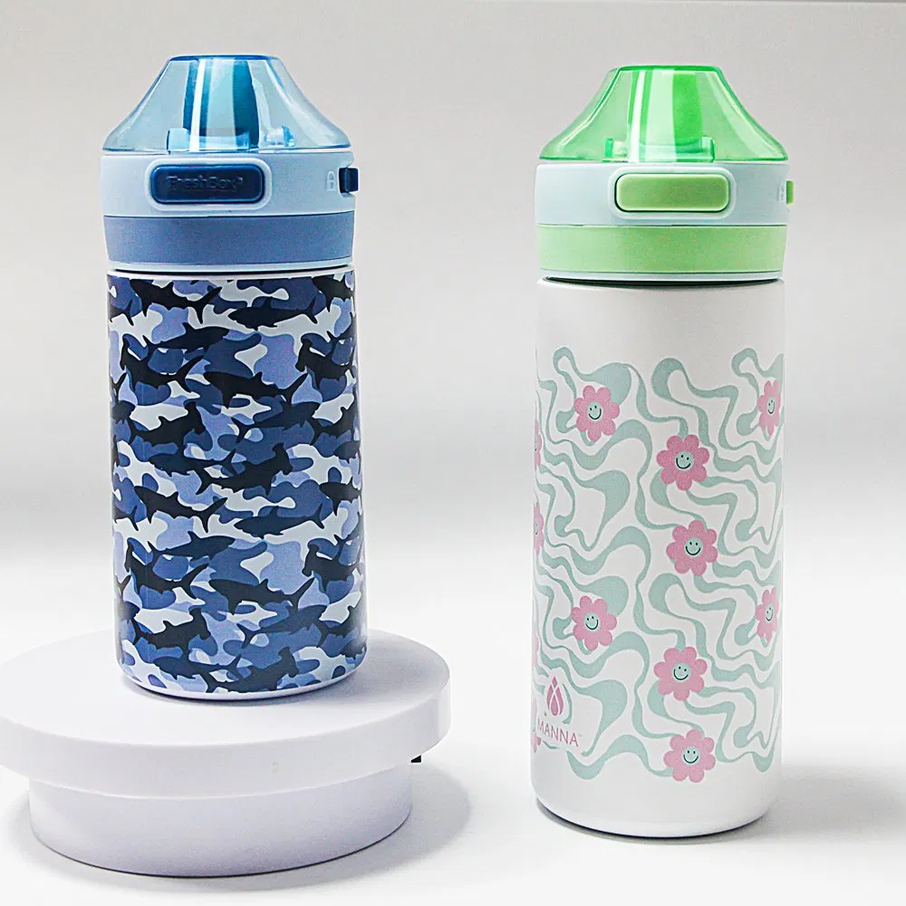 Cartoon Eco Friendly 12oz Water Bottles Sports Vacuum Insulation Cup Stainless Steel Kid Student Bottle Water with Handle