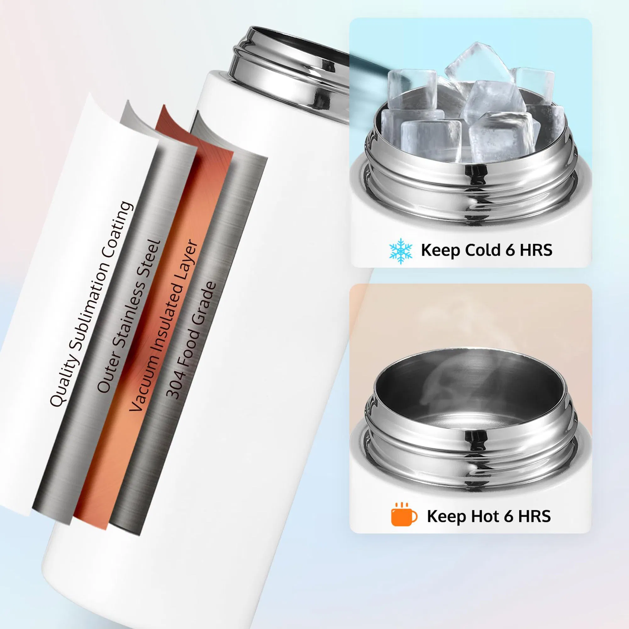 Custom 12oz Double Wall Insulated Stainless Steel Flip up Kids Tumbler Straight Blank Sublimation Water Bottles for Children