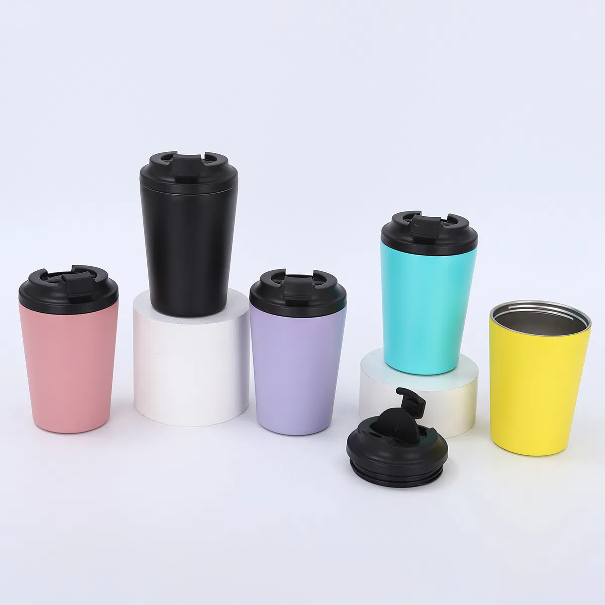 Customizable Modern Design Double Wall Insulated 350ml Eco-Friendly and Reusable Coffee Mug Cup Water Bottle with Seal Lid