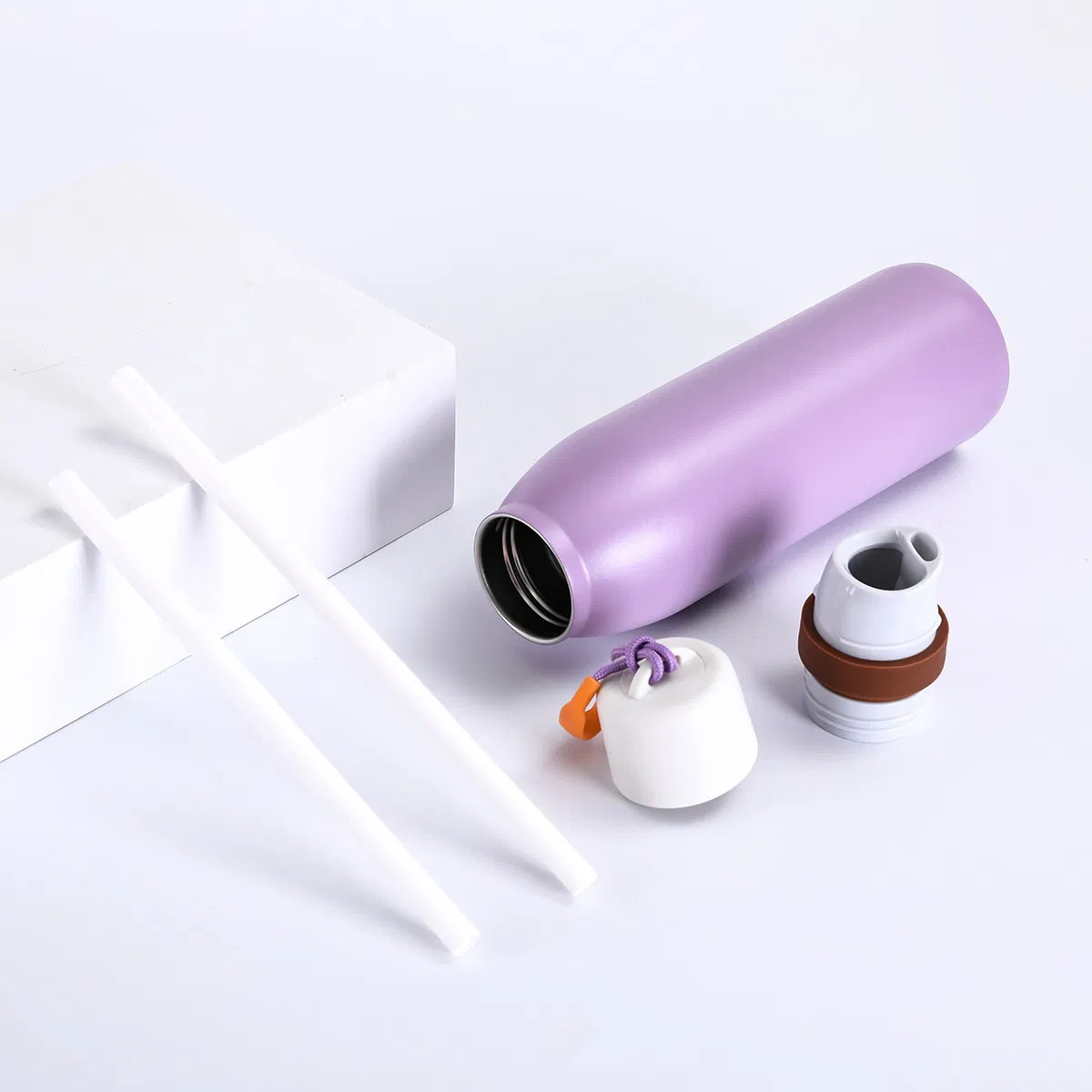 18oz 24oz Double Wall Stainless Steel Vacuum Insulated Sports Water Bottle High Quality Leak-Proof Straw Drinkware