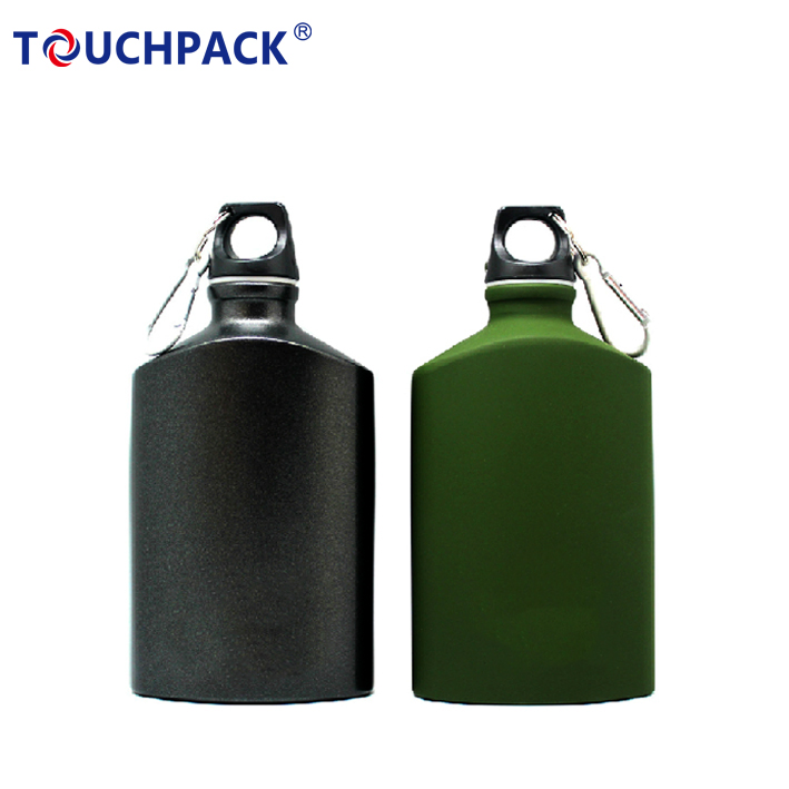 Classic Aluminum Water Bottle with Narrow Mouth Screw Cap with Loop