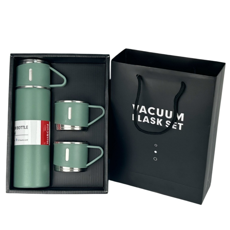 500ml Stainless Steel Insulated Thermos Bottle Sport Vacuum Flask Set Water Bottle Tea Mug Tumbler Gift Set Tea Bottle with 3 Lids