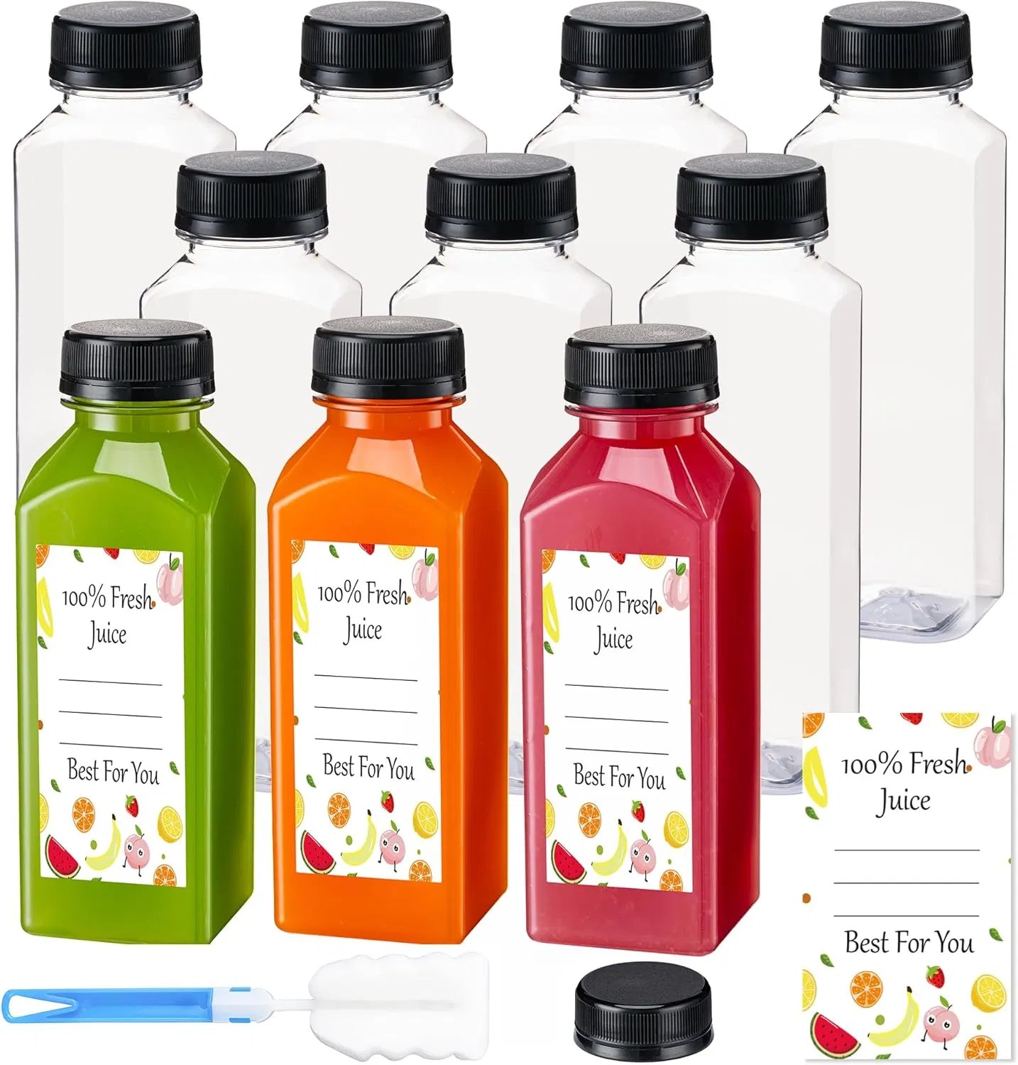Plastic Bottles with Caps, Clear Reusable Water Bottle, Used for Juicing Bottles, Smoothie Bottle, Juice Containers