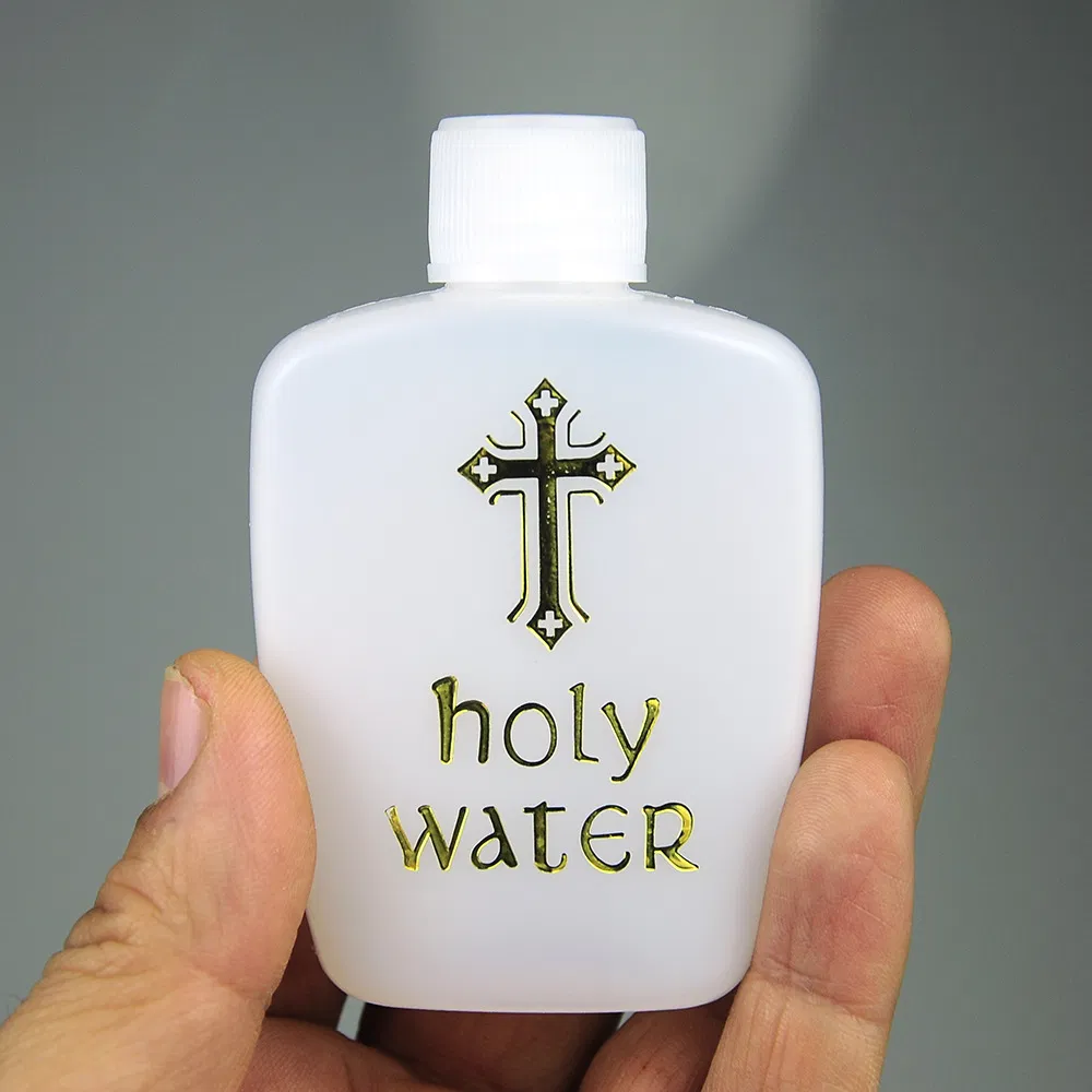 60ml Gold Cross Catholic Religious Flip Spout Lid Plastic Smart Holy Water Bottle