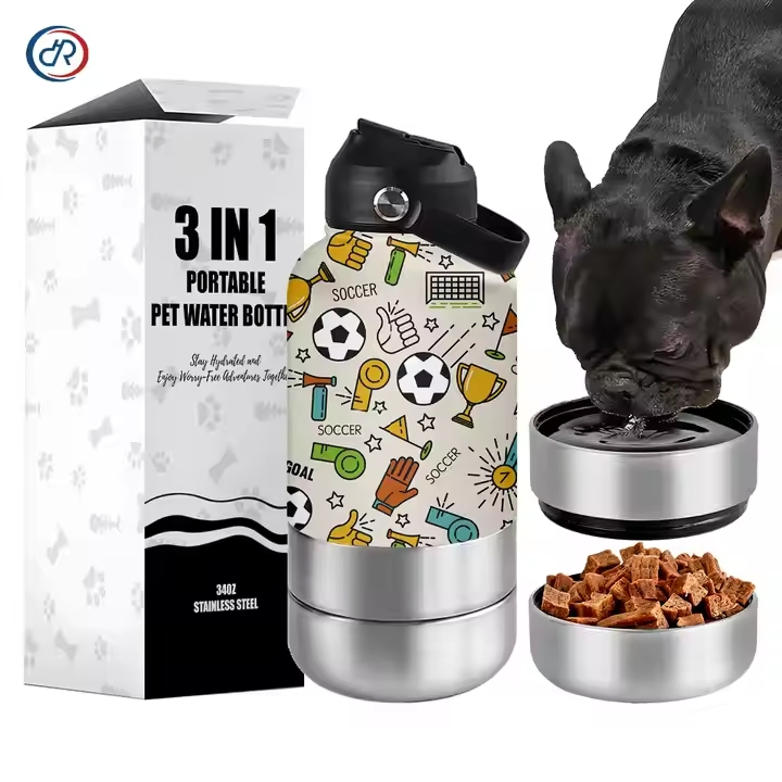 3 in 1 Dog Water Bottle 32oz Portable Water Bottle Pet Feeder Travel Bowl 304 Stainless Steel Christmas and Halloween Gifts