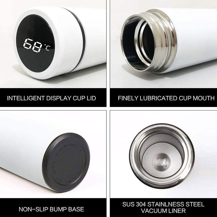 Business Gift Custom Logo Water Bottle Cup Digital Temperature Display Smart Mugs 304 Stainless Steel Vacuum Flask