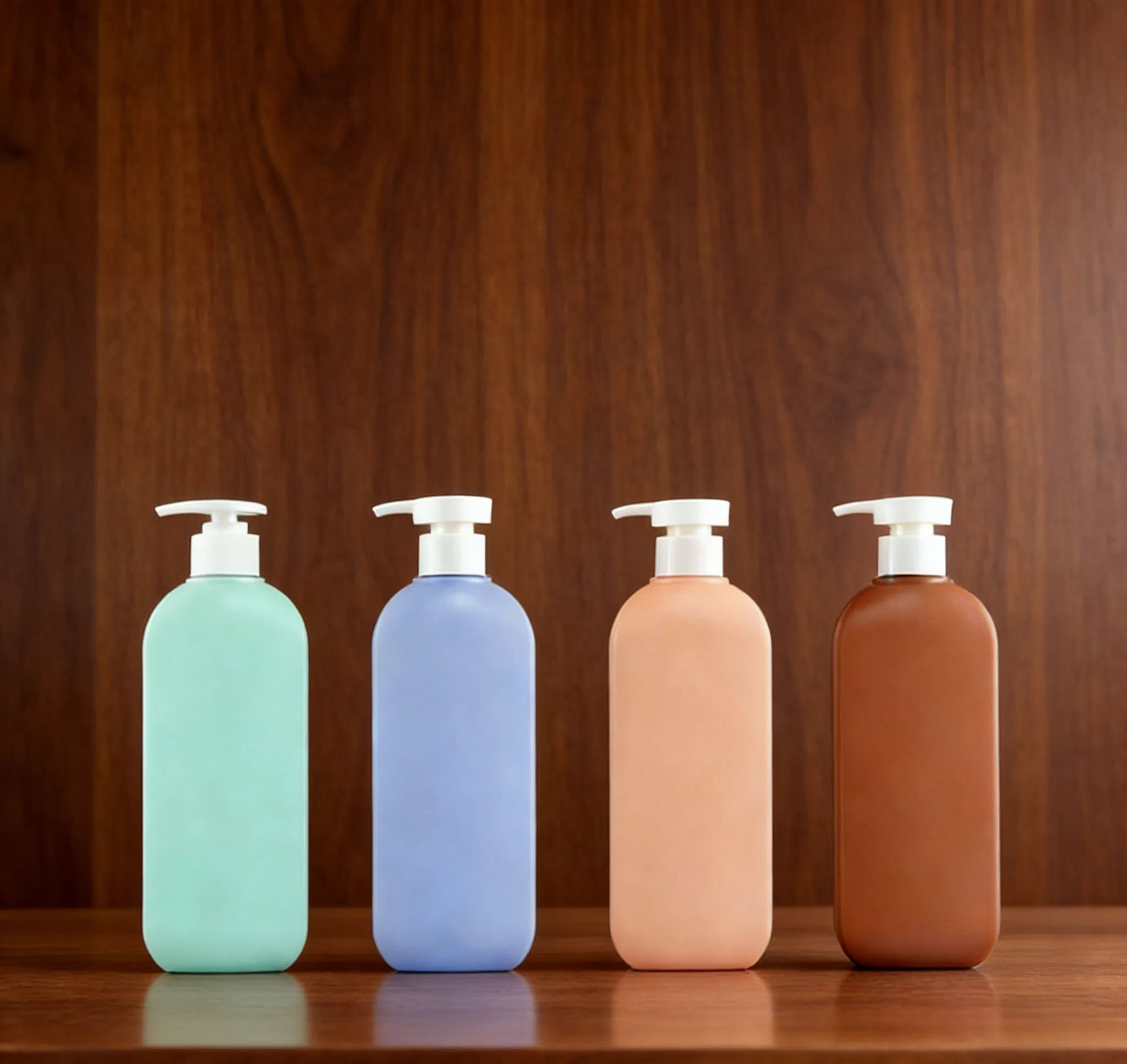 Round Packaging Pump Dispenser Bottles Reusable Refillable HDPE Plastic Bottle