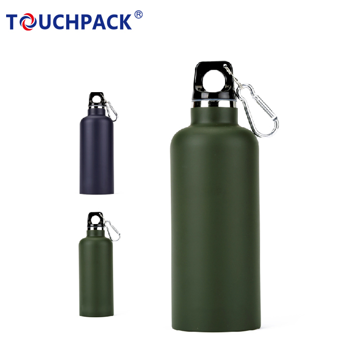 Classic Aluminum Water Bottle with Narrow Mouth Screw Cap with Loop