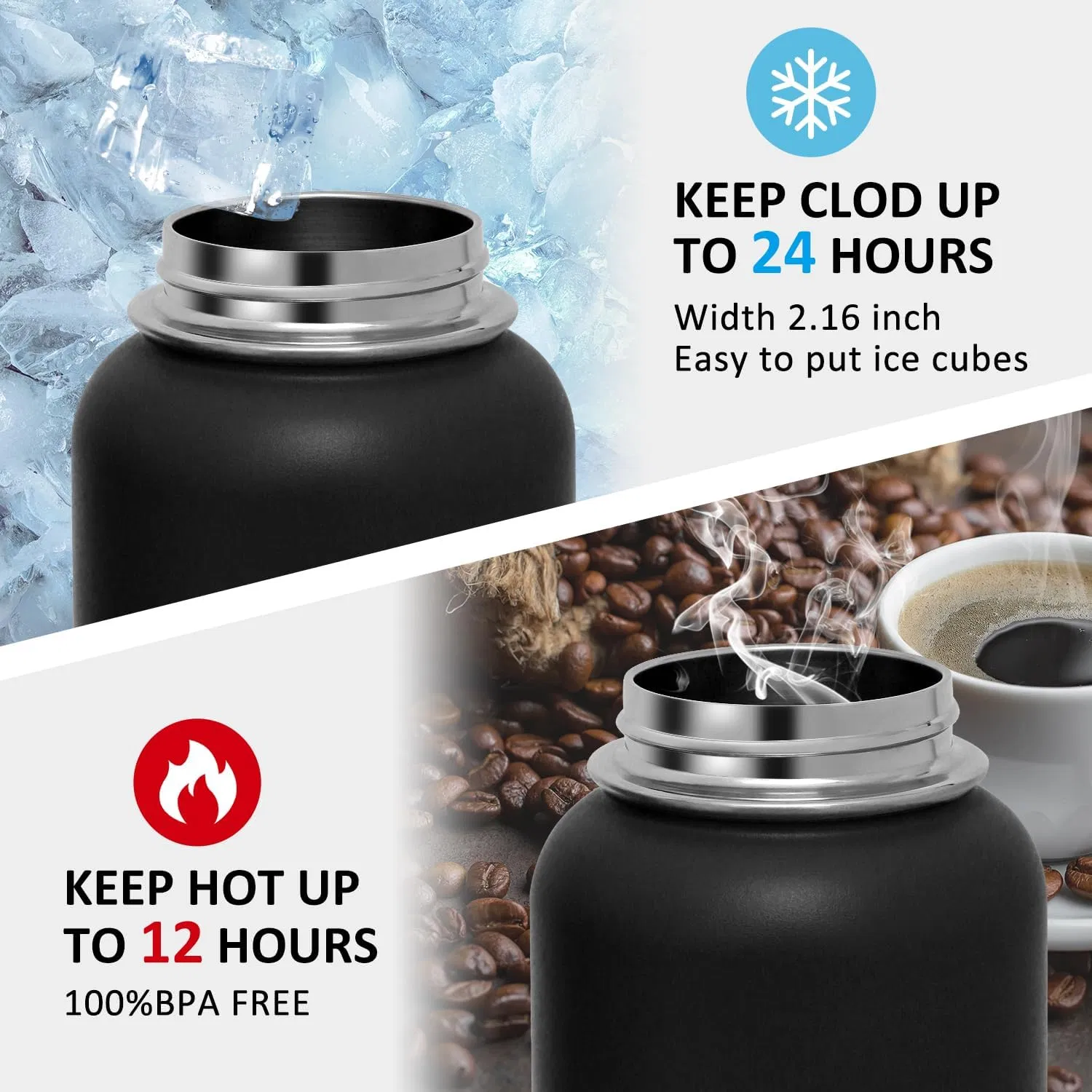 18/8 Stainless Steel Thermos Heat Insulated Coffee Cup Mug BPA Free Leak Proof Sports Reusable Double Wall Keep Hot Cold Vacuum Flask Water Bottle FDA LFGB