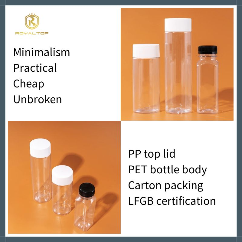 Clear 200ml 250ml 300ml 350ml 500ml Beverage Water Bottle with Cap 12 Oz 16 Oz Square Plastic Pet Juice Bottles for Business