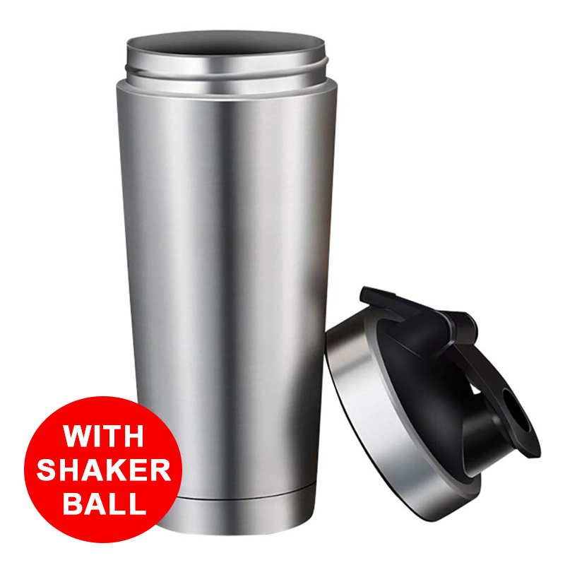 Private Label 17oz 25oz Leak Proof Gym Protein Shaker Bottle Metal Sports Water Bottle Stainless Steel Protein Mixer Shaker Cup