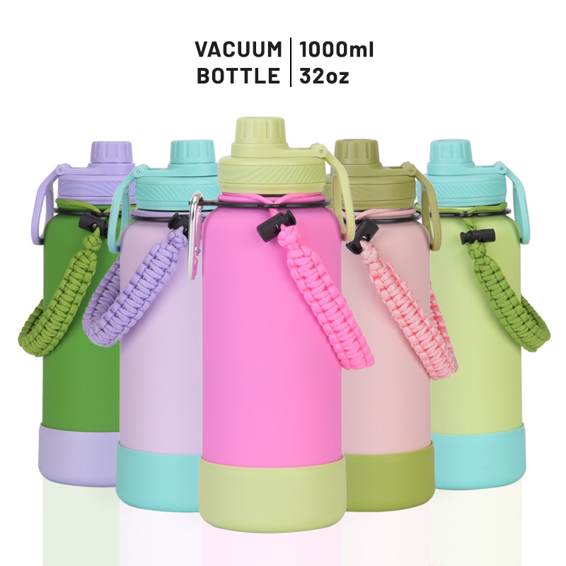 Wholesale Colorful 1L Large Capacity Double Wall Stainless Steel Vacuum Sports Wide Mouth Flask Sports Water Bottles
