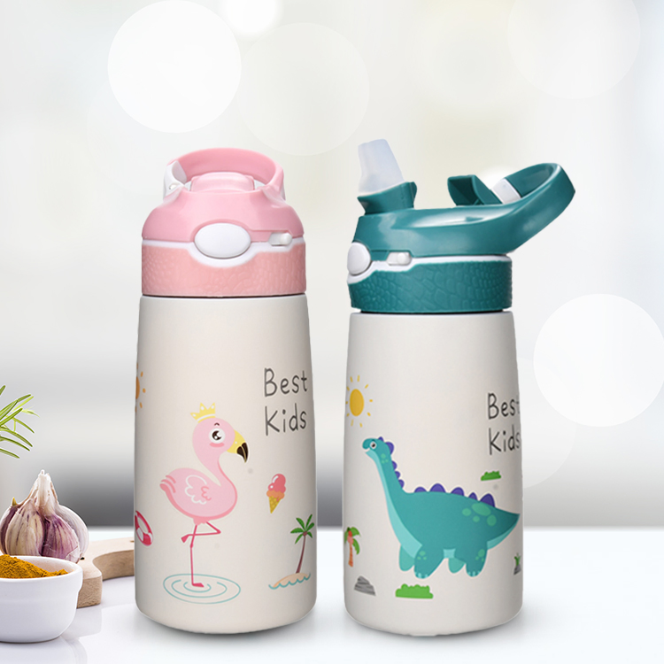 Oumego Kids Stainless Steel Tritan Stainless Steel Sports Drink Water Bottle Insulated Sublimation Blanks Kids with Flip Lid