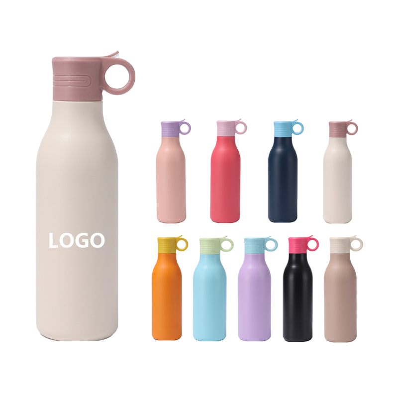 New 550ml Narrow Mouth Neck Small Stainless Steel Water Bottle with Handle and Flip Straw Open Lid