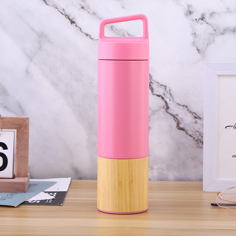 BPA Free Wide Mouth Stainless Steel Nature Bamboo Water Bottle Thermal Flask