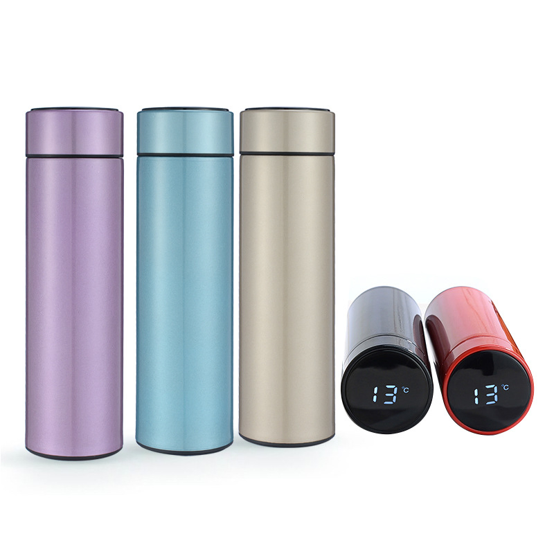 500ml Double Wall Smart Hot Water Thermos 304 Stainless Steel Water Bottle Insulated Vacuum Flask Temperature Display Smart Thermos Cup with Tea Infuser