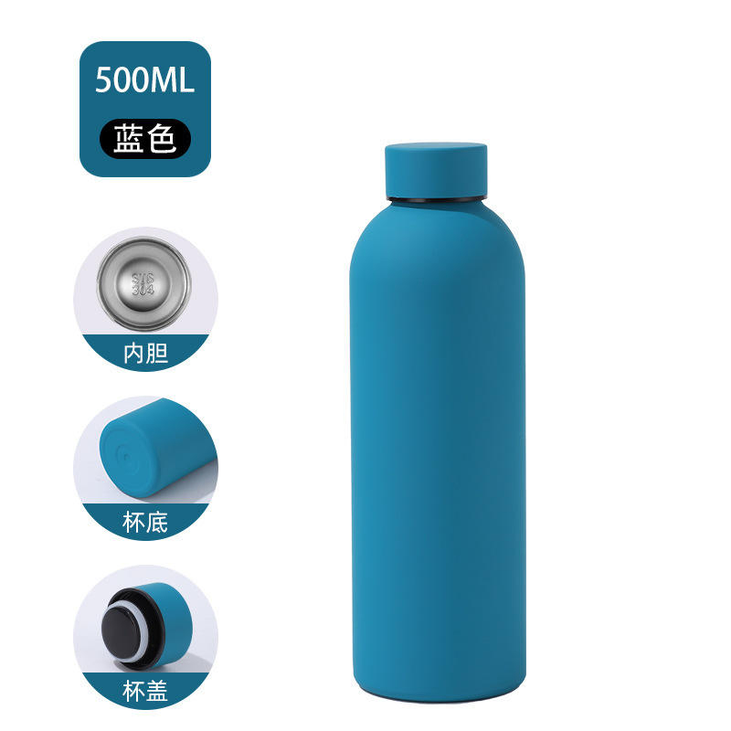 Outdoor Custom Logo 500ml Drink Bottle Stainless Steel Double Wall vacuum Flask Thermal Rubber Paint Matte Sports Water Bottle