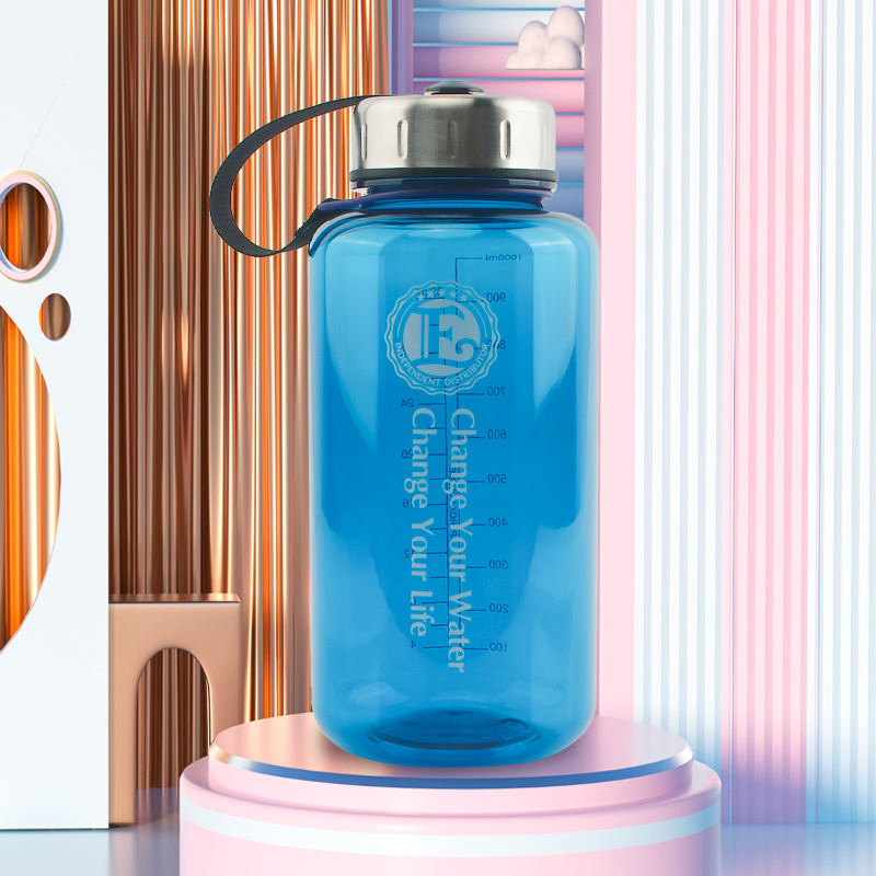 Purple BPA Free 1 Liter/32oz/32 Oz/1000ml Plastic Sport Water Bottles with Wide Mouth &amp; Volume Scale