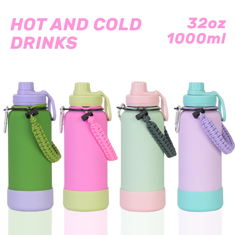 Wholesale Colorful 1L Large Capacity Double Wall Stainless Steel Vacuum Sports Wide Mouth Flask Sports Water Bottles