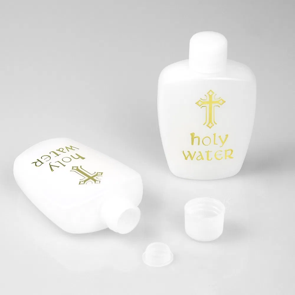 60ml Gold Cross Catholic Religious Flip Spout Lid Plastic Smart Holy Water Bottle
