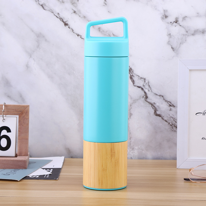 BPA Free Wide Mouth Stainless Steel Nature Bamboo Water Bottle Thermal Flask