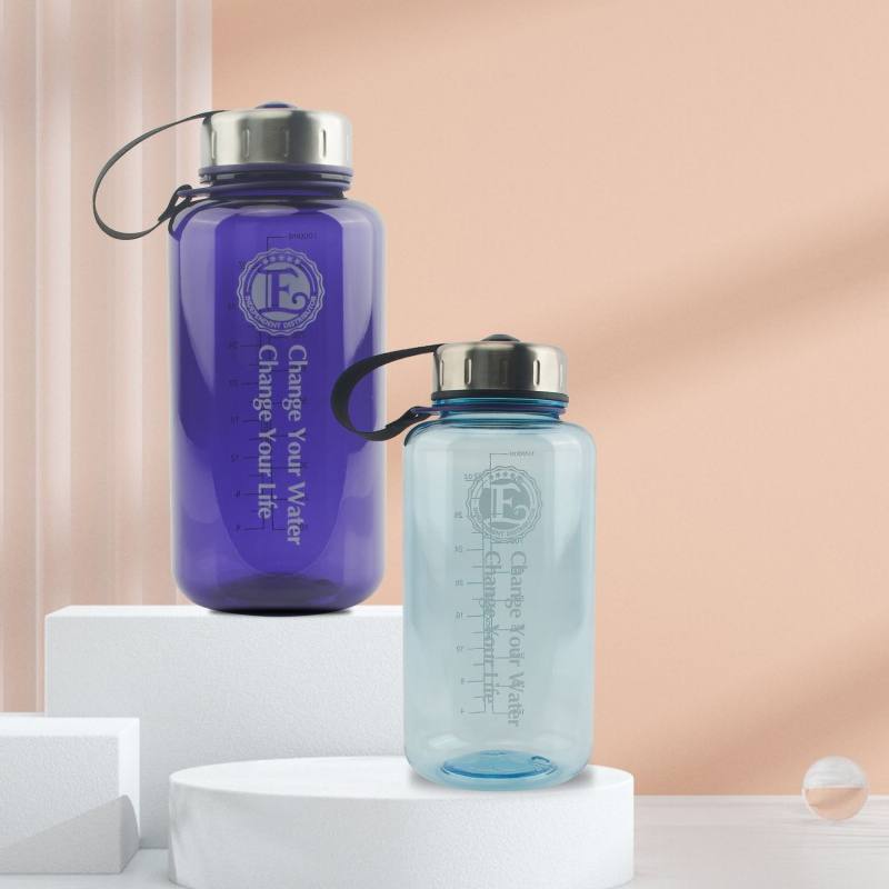 Purple BPA Free 1 Liter/32oz/32 Oz/1000ml Plastic Sport Water Bottles with Wide Mouth &amp; Volume Scale