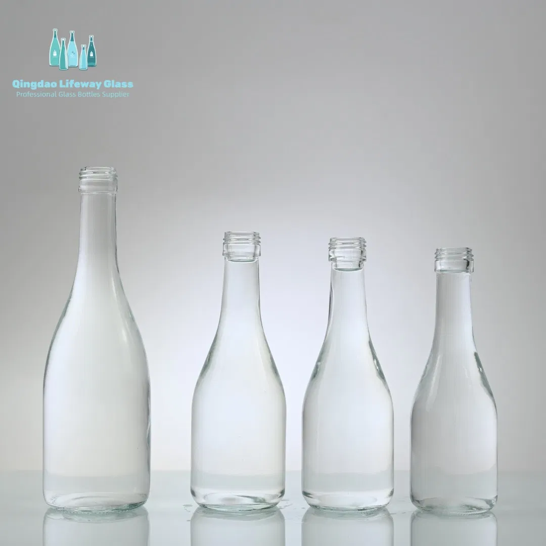 250ml 330ml 500ml 750ml Clear Frosted Glass Spring Water Bottles with Lid for Soda Sparking Water Beverage Juice Packaging with Customzied Logo with Label